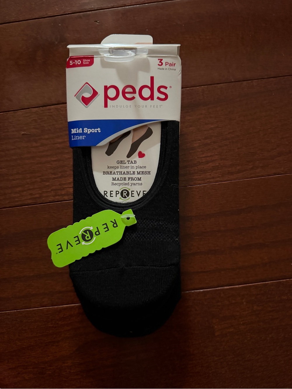 NWT- PEDS Mid Sport Liner Black Socks for Women (3 Pair)